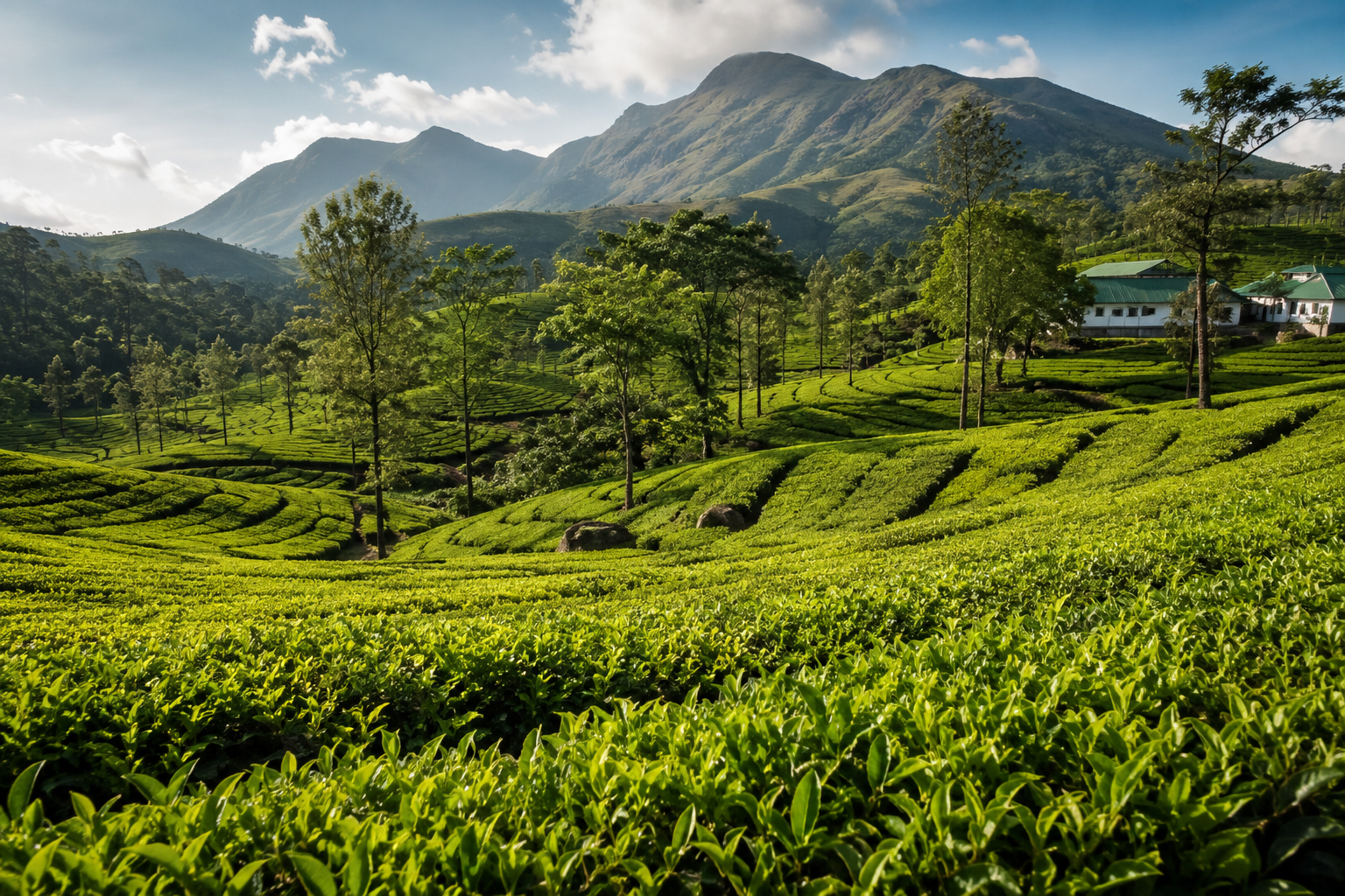 Terraced tea estate in the Nilgiri hills